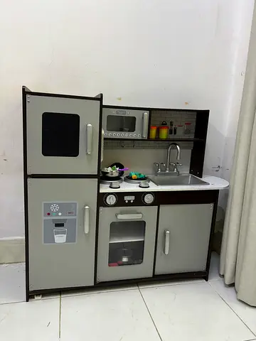 Kids Wooden Play Kitchen Set with Accessories - Good Condition