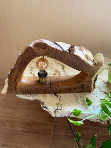 Handcrafted Rustic Driftwood Table Lamp with Edison Bulb