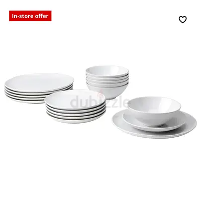 White 18-Piece Dinnerware Set — Plates and Bowls, Good Condition