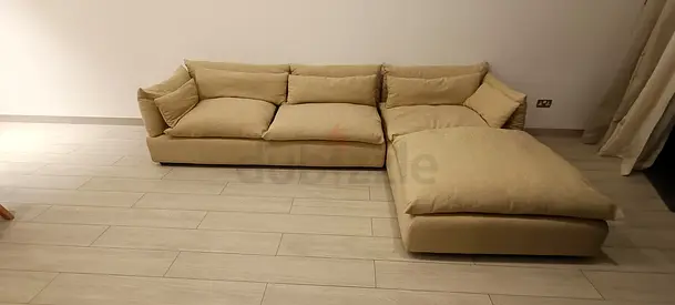Comfortable Marina home Feather 🪶 filled L Shape Sofa Beige
