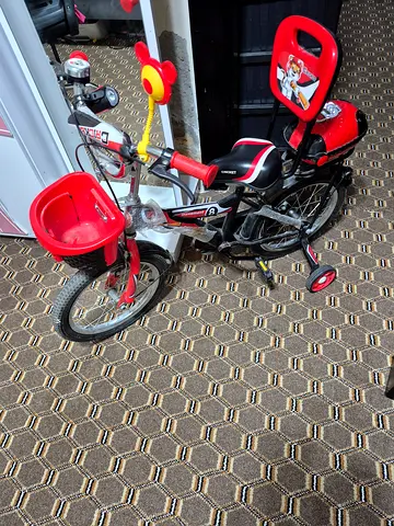 Kids 12-16 inch Red & Black Bicycle with Training Wheels and Basket. Vrand new condition