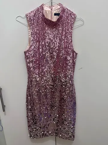 Pink/Purple Sequin Sleeveless Midi Dress - Good Condition