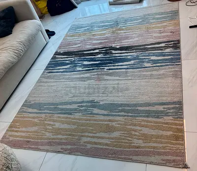 Modern abstract rectangular area rug - neutral pastel tones