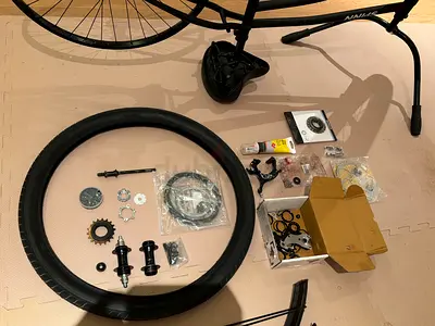 Spin Horizon bicycle, lightly used, frame and wheels (needs assembly).