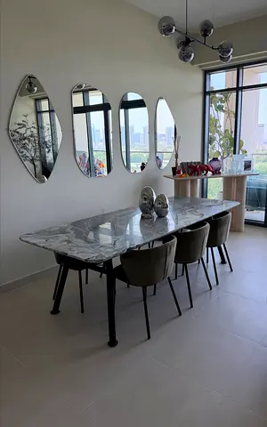 Marble Dining Table with 10 Upholstered Chairs - Marina Home Interiors