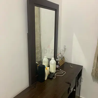 Dark Wood Dressing Table with Mirror - Good Condition