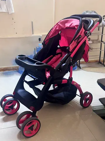 Lightweight Pink Baby Stroller with Storage Basket
