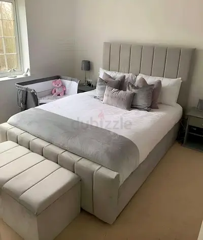 Luxury Fabric Bed Frame With Mattress Stylish Modern Design Headboard