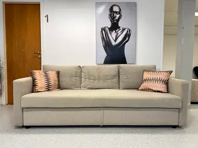 Beige 3-Seater Sofa Bed without Cushions - Good Condition