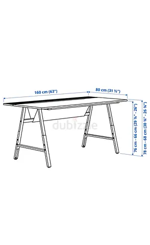 IKEA TROTTEN Office Desk with Trestle Legs 160x80 cm
