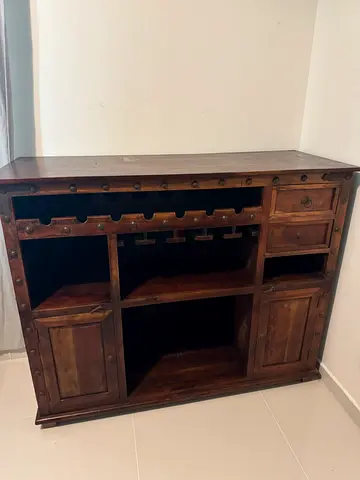 Solid Wood Sideboard / Bar with Wine Rack - Rustic Finish
