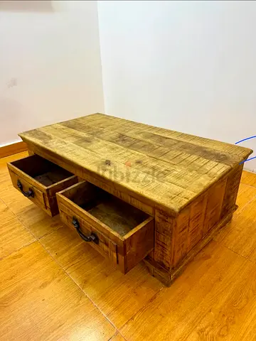 Solid Wood Coffee Table With Two Drawers