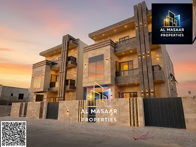 Modern villa clad and covered in natural marble, 4 facades and interior wall, very high-end finishing A luxurious modern villa for sale in Al Yasmeen,
