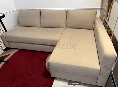 Beige L-Shaped Corner Sofa bed with Chaise