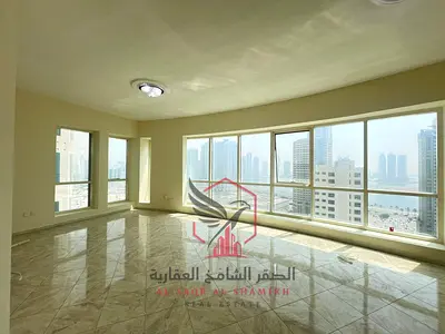3 غرف وصالة مع غرفة خادمة بالمجاز 3، تكييف وباركن مجاني، جيم ومسبح وكيدز أريا، 4 حمامات، إطلالة بانورامية مفتوحة