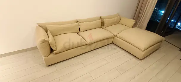 Marina home feather 🪶 filled L Shape Sofa Beige