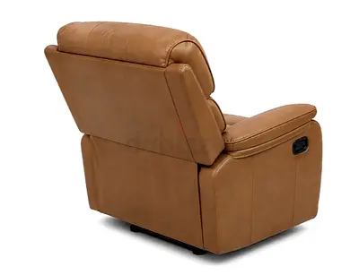 Single Tan Leather Recliner Armchair - Excellent Condition