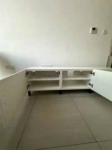 IKEA White TV Stand – 3 Doors – Good Condition