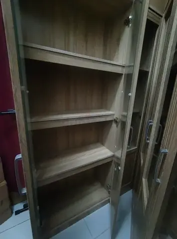 Tall Wooden Cabinet / Wardrobe with Internal Shelves - Very Good Condition - Hardly Used - 02 Pieces