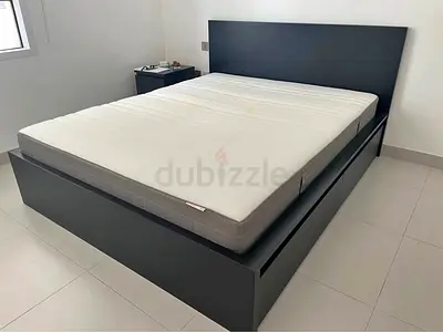 IKEA King size storage bed frame with IKEA mattress