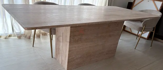 Solid Travertine Dining Table