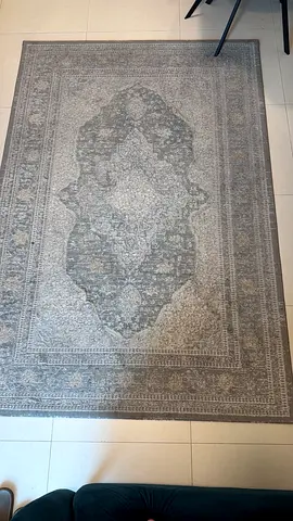 Light Grey Traditional-Pattern Area Rug and blue/grey rug - Good Condition