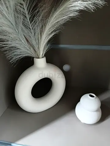 Set of modern white ceramic decorative vases (small) - minimal design
