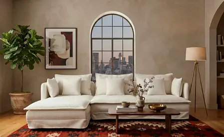 Premium quality L-shape sofa. Left/right fitting available. Wide range of colors.
