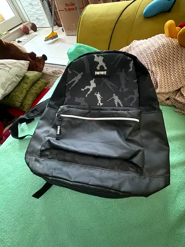 Fortnite black and blue backpack - large zippered front pocket (Good As New)
