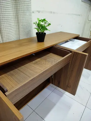 Wooden TV Entertainment Console with Drawers - Walnut Finish