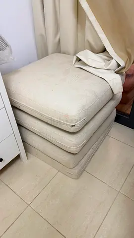 Set of 3 Beige Seat Cushions / Ottoman Pads - Good Condition