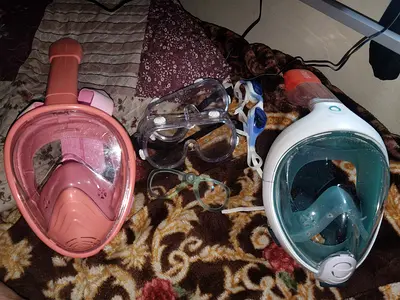 Full-face snorkel masks and swimming goggles set - lightly used