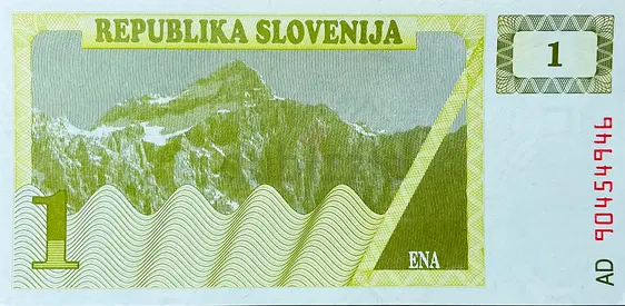 SLOVENIAN 1 TOLAR BANKNOTE CURRENCY OF SLOVENIA