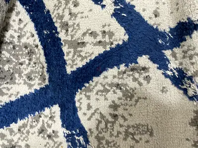 Blue and Grey Modern Abstract Area Rug - Good Condition