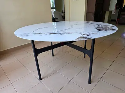 Premium Ceramic top round dining Table - 6 seater - 135 cm