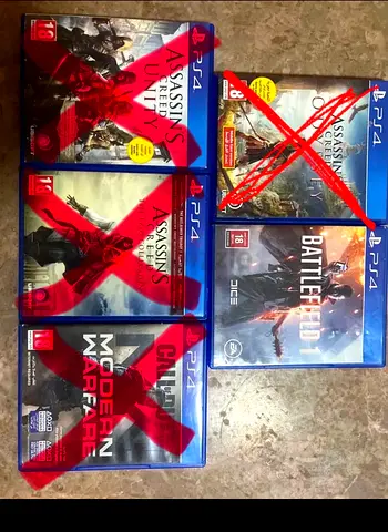 Bundle of 5 PS4 Games — Assassins Creed (Odyssey, Unity, Ezio), Battlefield 1, Modern Warfare