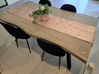 Solid Wood Dining Table with Live Edge - Seats 4