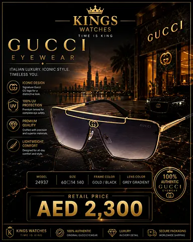 Gucci Gold/Black Sunglasses - Grey Gradient Lenses (Like New)