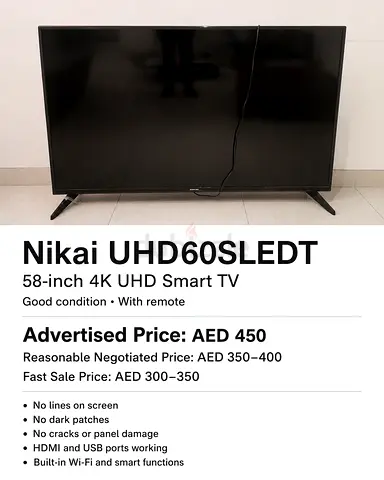 Nikai 58-inch 4K UHD Smart TV (UHD60SLEDT) - Good Condition