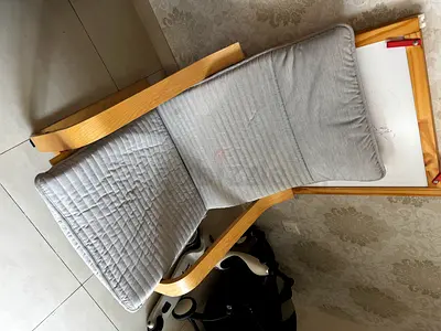IKEA POANG Armchair Birch Veneer with Grey Cushion
