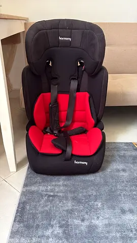 British made Harmony child car seat - toddler/booster convertible, black & red