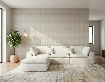 Premium Feather Filled L-Shape Sofa with Soft Comfort. Available in multiple colors and custom size