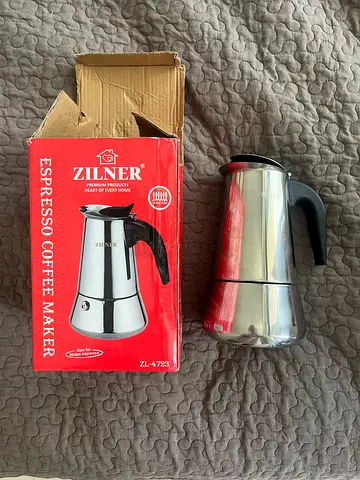 Large Zillner Stainless Steel Stovetop Espresso Coffee Maker 9 cups