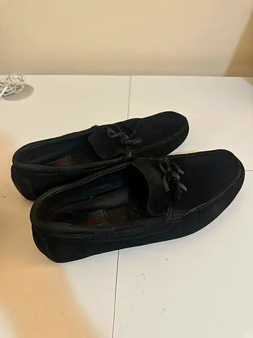 Black suede tassel loafers - men's size (pre-owned)