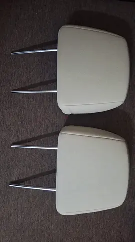 Pair of beige upholstered dining chair seats with chrome legs (2 pcs)