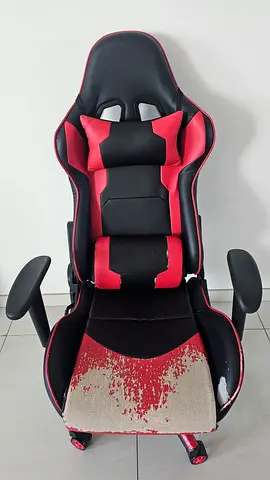Gaming/Office Recliner Chair - Black & Red, with Footrest (used)