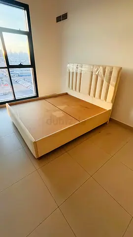 Beige -Queens Size Double Bed with Headboard - Good Condition