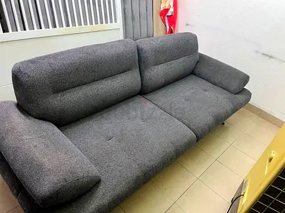 Comfortable 3-Seater Grey Fabric Sofa - Good Condition