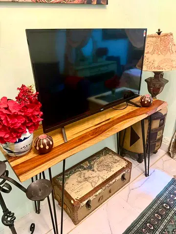Marina Solid Wood Console Table with Hairpin Legs - Rustic TV/Entry Table