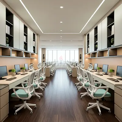 Modern Custom made Open-Plan Office Fit-Out with Workstations and Storage